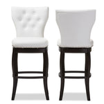 Load image into Gallery viewer, BAXTON STUDIO LEONICE MODERN AND CONTEMPORARY WHITE FAUX LEATHER UPHOLSTERED BUTTON-TUFTED 29-INCH 2-PIECE SWIVEL BAR STOOL SET
