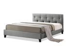 Load image into Gallery viewer, BAXTON STUDIO ANNETTE GRAY LINEN MODERN BED WITH UPHOLSTERED HEADBOARD - FULL SIZE
