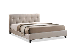 BAXTON STUDIO ANNETTE LIGHT BEIGE LINEN MODERN BED WITH UPHOLSTERED HEADBOARD - QUEEN SIZE