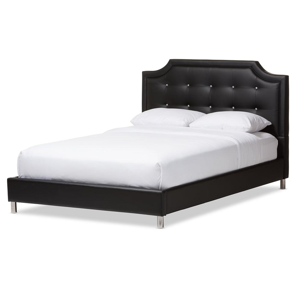 Baxton Studio Carlotta Black Modern Bed With Upholstered Headboard - King Size