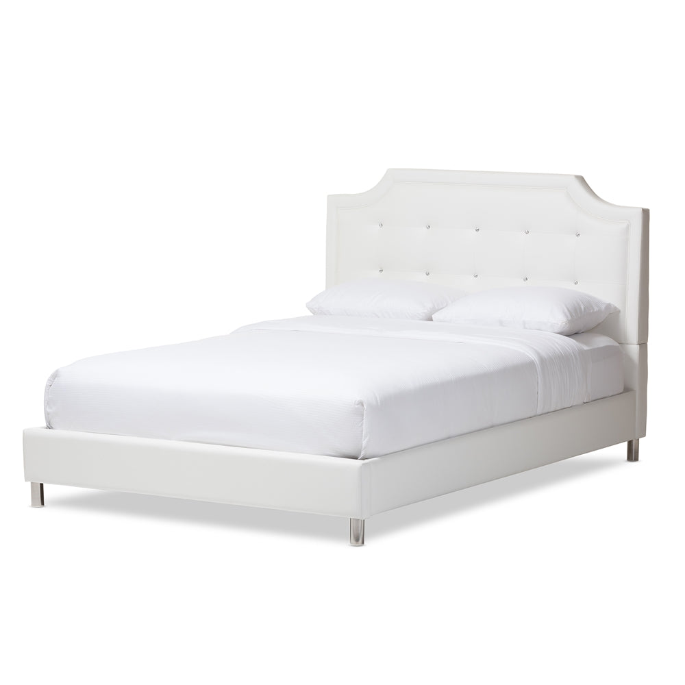 Baxton Studio Carlotta White Modern Bed With Upholstered Headboard - Full Size