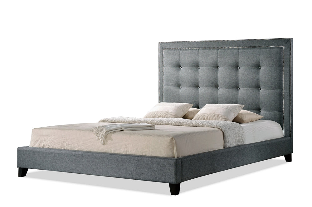 Baxton Studio Hirst Gray Platform Bed - King Size, Queen Size