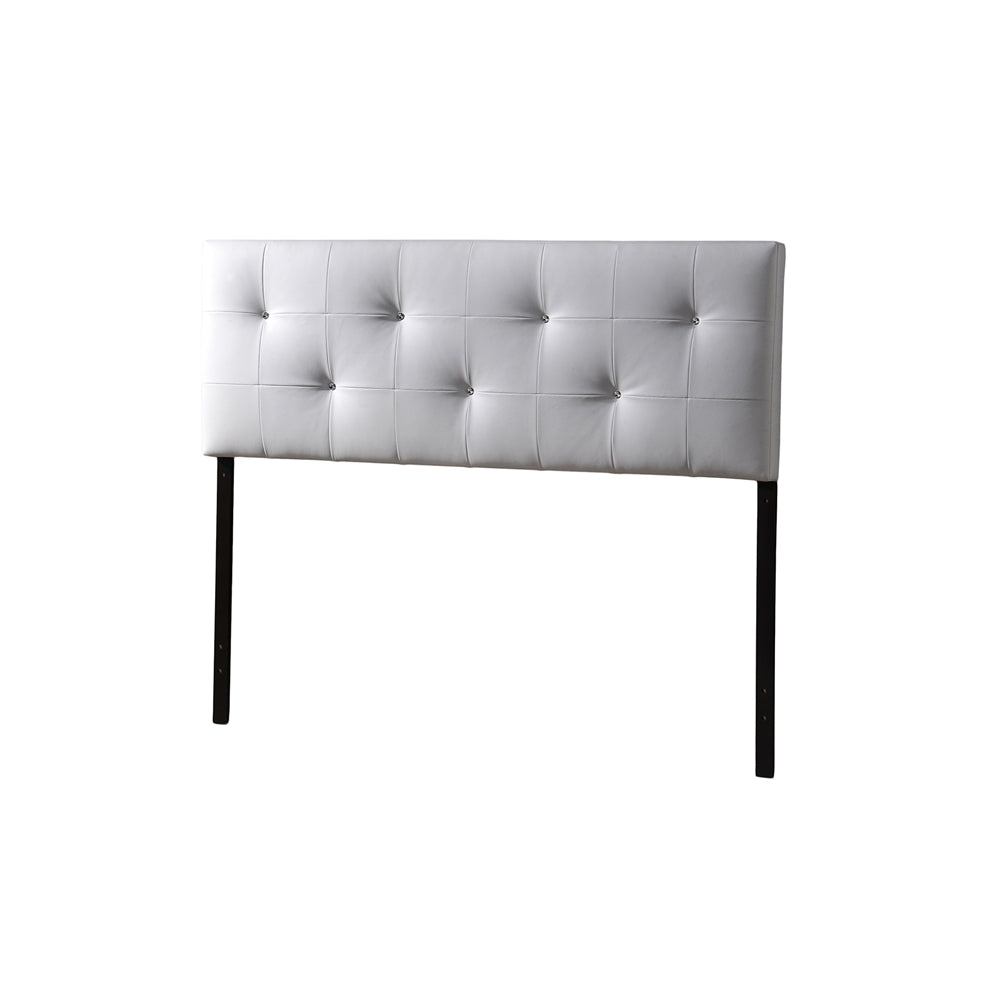 BAXTON STUDIO KIRCHEM UPHOLSTERED WHITE QUEEN-SIZED HEADBOARD