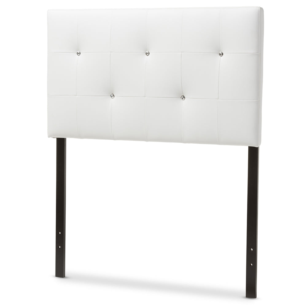 Baxton Studio Kirchem Modern And Contemporary White Faux Leather Upholstered Twin Size Headboard