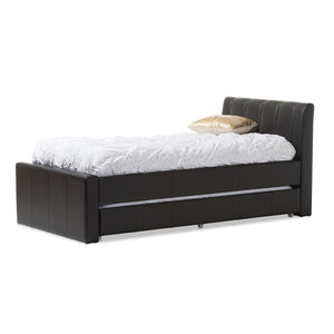 Baxton Studio Cosmo Modern and Contemporary Faux Leather Trundle Bed - Twin Size