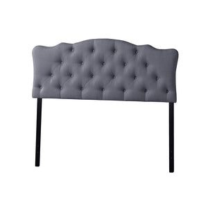 BAXTON STUDIO RITA MODERN AND CONTEMPORARY FULL SIZE GREY FABRIC UPHOLSTERED BUTTON-TUFTED SCALLOPED HEADBOARD