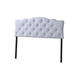 BAXTON STUDIO RITA MODERN AND CONTEMPORARY FULL SIZE WHITE FAUX LEATHER UPHOLSTERED BUTTON-TUFTED SCALLOPED HEADBOARD