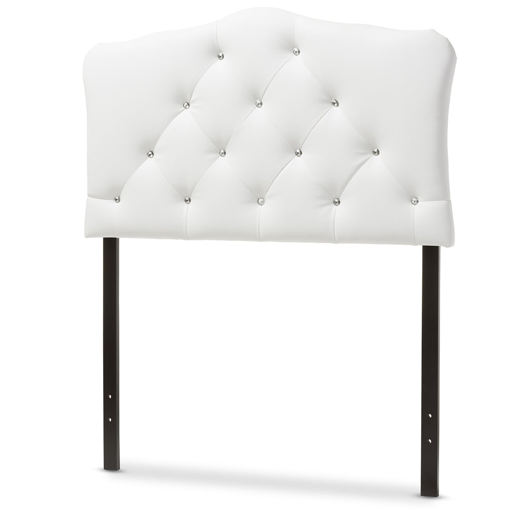 Baxton Studio Rita Modern And Contemporary White Faux Leather Upholstered Button-Tufted Scalloped Twin Size Headboard