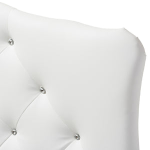 Baxton Studio Rita Modern And Contemporary White Faux Leather Upholstered Button-Tufted Scalloped Twin Size Headboard