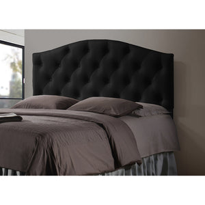 Baxton Studio Myra Modern And Contemporary Queen Size Black Faux Leather Upholstered Button-Tufted Scalloped Headboard