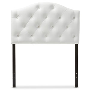 BAXTON STUDIO MYRA MODERN AND CONTEMPORARY WHITE FAUX LEATHER UPHOLSTERED BUTTON-TUFTED SCALLOPED TWIN SIZE HEADBOARD