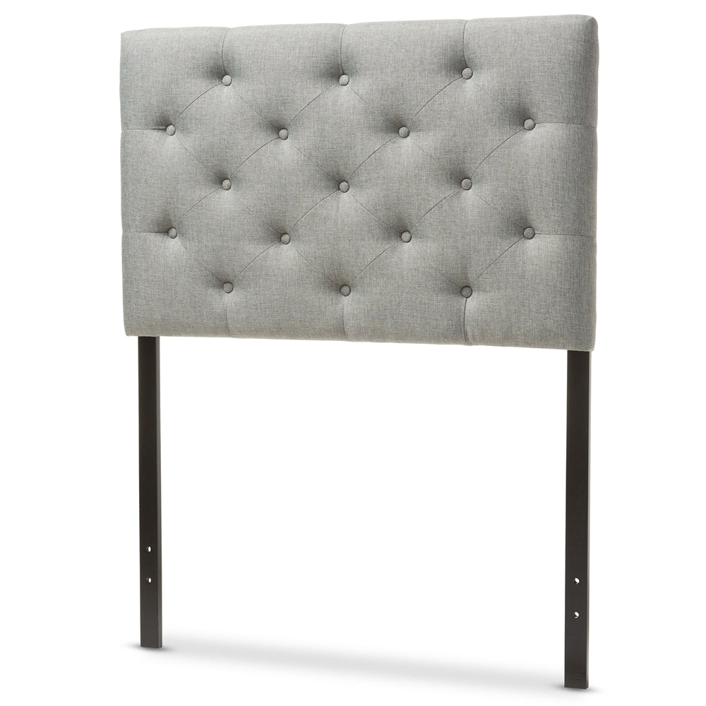 Baxton Studio Viviana Modern And Contemporary Grey Fabric Upholstered Button-Tufted Twin Size Headboard