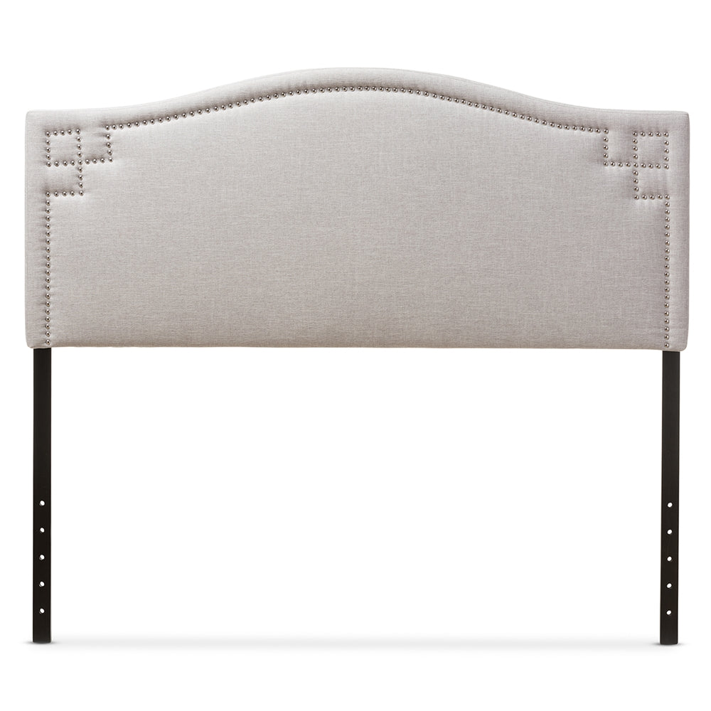 BAXTON STUDIO AUBREY MODERN AND CONTEMPORARY GREYISH BEIGE FABRIC UPHOLSTERED QUEEN SIZE HEADBOARD