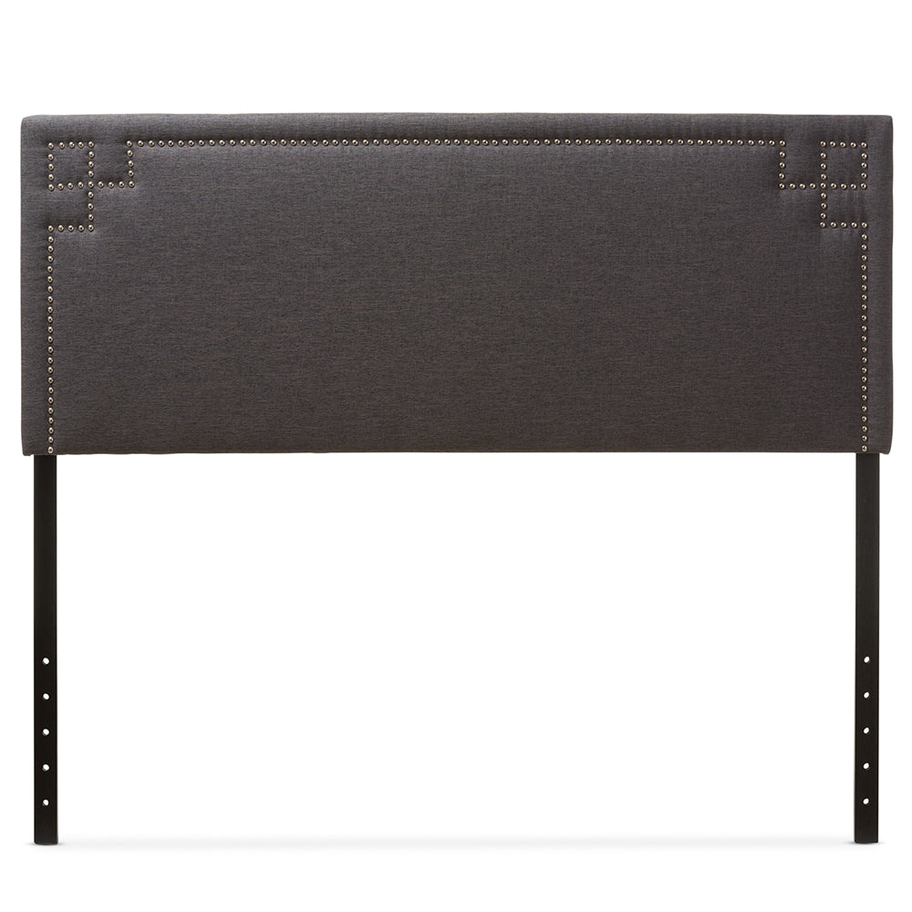 BAXTON STUDIO GENEVA MODERN AND CONTEMPORARY DARK GREY FABRIC UPHOLSTERED QUEEN SIZE HEADBOARD