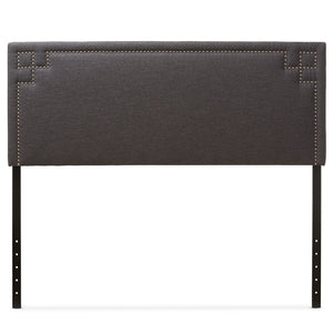 BAXTON STUDIO GENEVA MODERN AND CONTEMPORARY DARK GREY FABRIC UPHOLSTERED QUEEN SIZE HEADBOARD