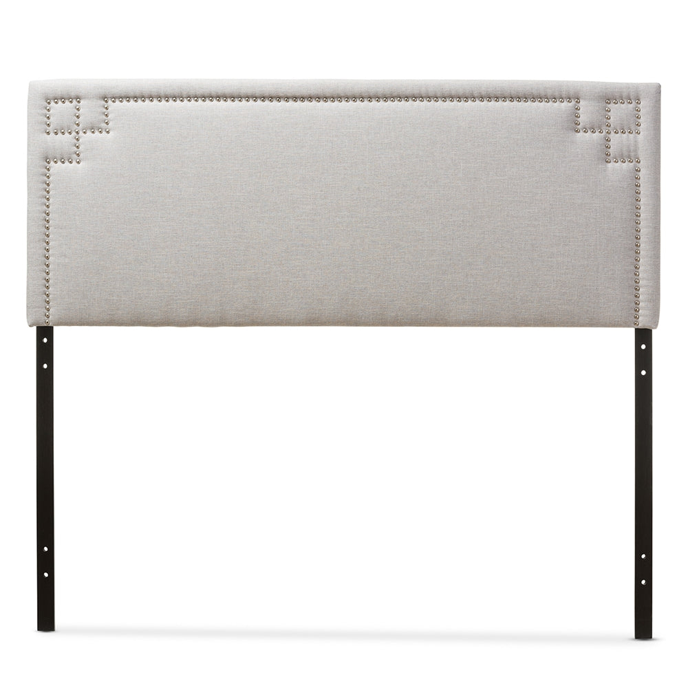 BAXTON STUDIO GENEVA MODERN AND CONTEMPORARY GREYISH BEIGE FABRIC UPHOLSTERED QUEEN SIZE HEADBOARD