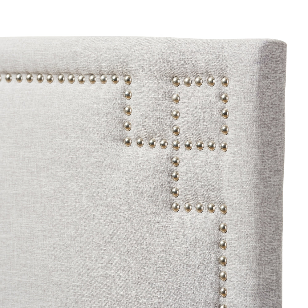 Baxton Studio Geneva Modern And Contemporary Greyish Beige Fabric Upholstered Queen Size Headboard