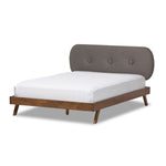 Load image into Gallery viewer, Baxton Studio Penelope Mid-Century Modern Solid Walnut Wood Fabric Upholstered Platform Bed - King Size, Queen Size, Full Size
