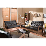 Load image into Gallery viewer, Baxton Studio Sorrento Mid-Century Retro Modern Brown Faux Leather Upholstered Wooden 3 Piece Living Room Set
