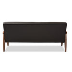 Load image into Gallery viewer, Baxton Studio Sorrento Mid-Century Retro Modern Brown Faux Leather Upholstered Wooden 3-Seater Sofa
