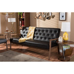 Load image into Gallery viewer, Baxton Studio Sorrento Mid-Century Retro Modern Brown Faux Leather Upholstered Wooden 3-Seater Sofa
