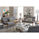 Load image into Gallery viewer, Baxton Studio Sorrento Mid-Century Retro Modern Grey Fabric Upholstered Wooden 3 Piece Living Room Set
