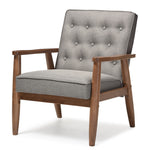 Load image into Gallery viewer, BAXTON STUDIO SORRENTO MID-CENTURY RETRO MODERN GREY FABRIC UPHOLSTERED WOODEN LOUNGE CHAIR
