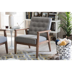 Load image into Gallery viewer, Baxton Studio Sorrento Mid-Century Retro Modern Grey Fabric Upholstered Wooden Lounge Chair
