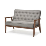 Load image into Gallery viewer, BAXTON STUDIO SORRENTO MID-CENTURY RETRO MODERN GREY FABRIC UPHOLSTERED WOODEN 2-SEATER LOVESEAT
