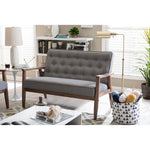 Load image into Gallery viewer, Baxton Studio Sorrento Mid-Century Retro Modern Grey Fabric Upholstered Wooden 2-Seater Loveseat
