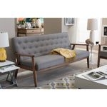 Load image into Gallery viewer, Baxton Studio Sorrento Mid-Century Retro Modern Grey Fabric Upholstered Wooden 3-Seater Sofa
