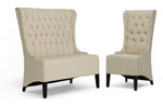 Load image into Gallery viewer, BAXTON STUDIO VINCENT BEIGE LINEN MODERN LOVESEAT BENCH AND CHAIR SET
