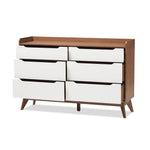 Load image into Gallery viewer, Baxton Studio Brighton Mid-Century Modern White And Walnut Wood 6-Drawer Storage Dresser
