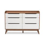 Load image into Gallery viewer, Baxton Studio Brighton Mid-Century Modern White And Walnut Wood 6-Drawer Storage Dresser
