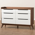 Load image into Gallery viewer, Baxton Studio Brighton Mid-Century Modern White And Walnut Wood 6-Drawer Storage Dresser
