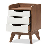 Load image into Gallery viewer, Baxton Studio Brighton Mid-Century Modern White And Walnut Wood 3-Drawer Storage Nightstand
