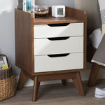 Load image into Gallery viewer, Baxton Studio Brighton Mid-Century Modern White And Walnut Wood 3-Drawer Storage Nightstand
