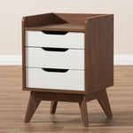 Load image into Gallery viewer, Baxton Studio Brighton Mid-Century Modern White And Walnut Wood 3-Drawer Storage Nightstand
