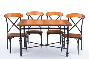 BAXTON STUDIO BROXBURN LIGHT BROWN WOOD & METAL 5-PIECE DINING SET