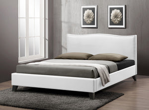 BAXTON STUDIO BATTERSBY WHITE MODERN BED WITH UPHOLSTERED HEADBOARD - QUEEN SIZE