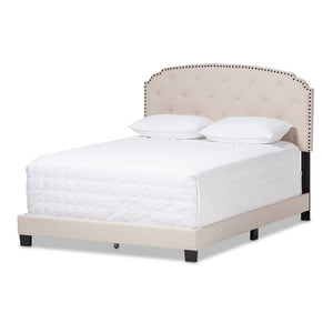 Baxton Studio Lexi Modern And Contemporary Light Beige Fabric Upholstered Queen Size Bed