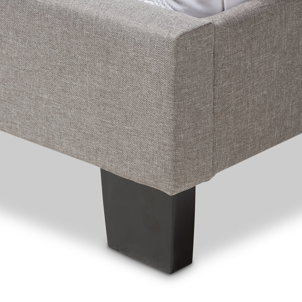 BAXTON STUDIO LEXI MODERN AND CONTEMPORARY LIGHT GREY FABRIC UPHOLSTERED QUEEN SIZE BED