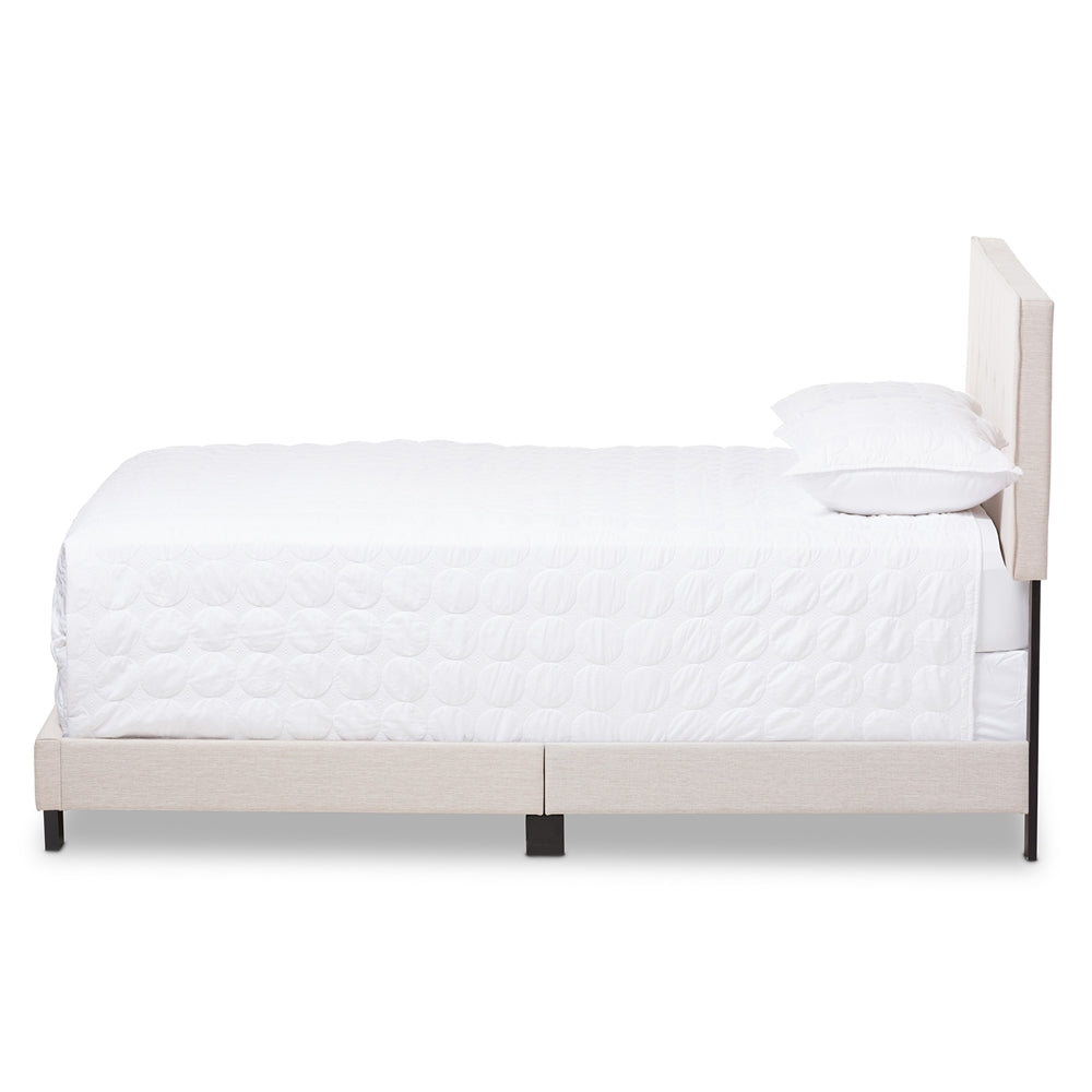 Baxton Studio Hampton Modern And Contemporary Light Beige Fabric Upholstered King Size Bed