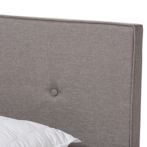 Baxton Studio Hampton Modern And Contemporary Light Grey Fabric Upholstered Queen Size Bed