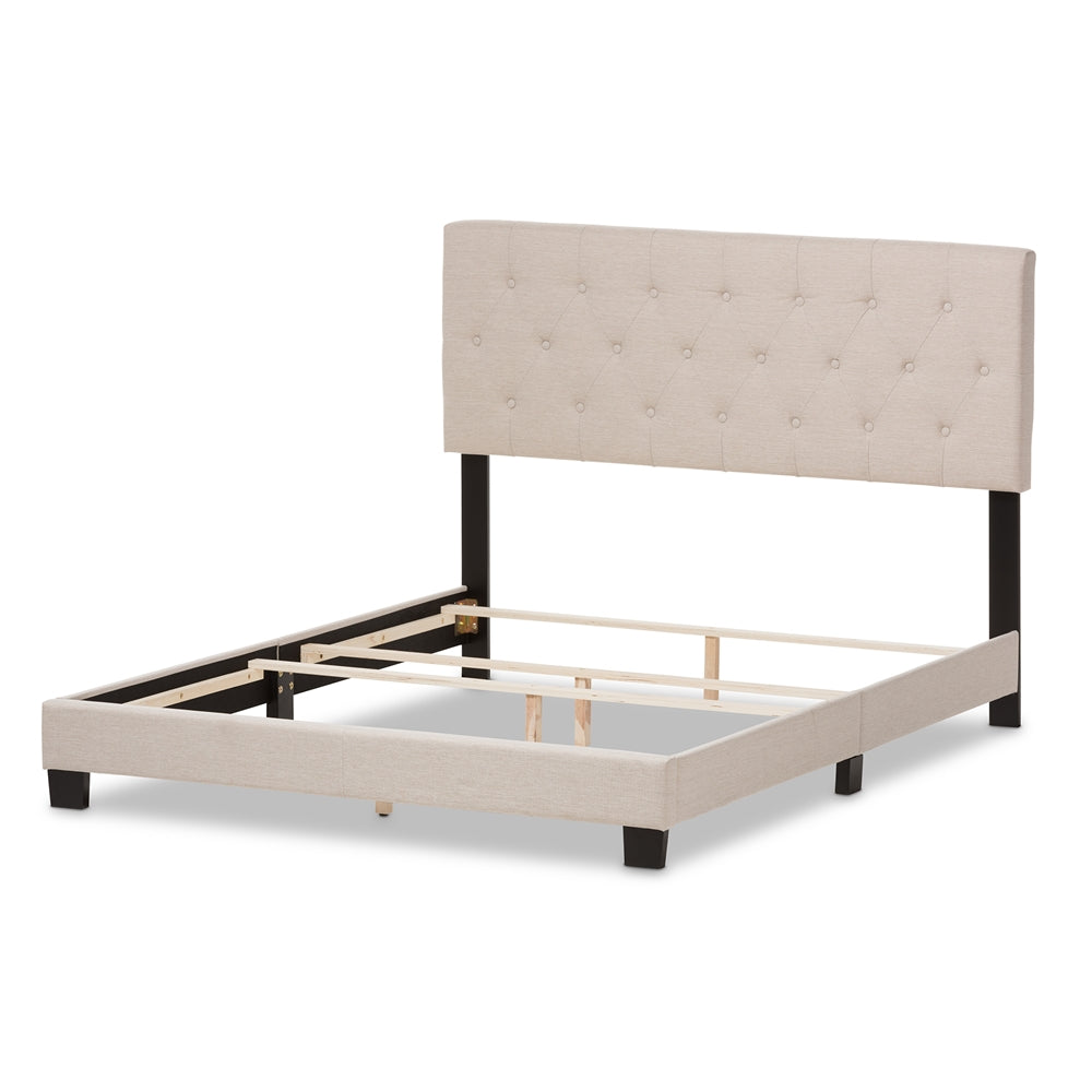 Baxton Studio Cassandra Modern And Contemporary Light Beige Fabric Upholstered King Size Bed