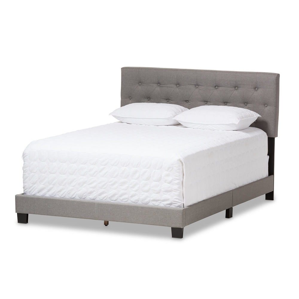 Baxton Studio Cassandra Modern And Contemporary Light Grey Fabric Upholstered King Size Bed