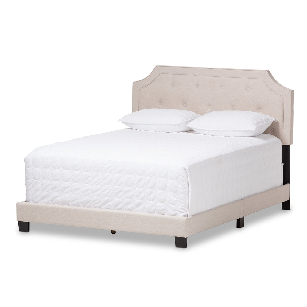 Baxton Studio Willis Modern And Contemporary Light Beige Fabric Upholstered King Size Bed