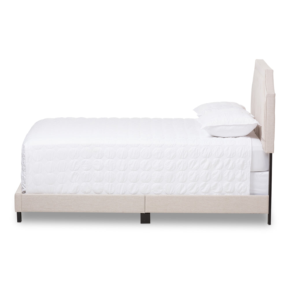 Baxton Studio Willis Modern And Contemporary Light Beige Fabric Upholstered Queen Size Bed