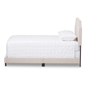 Baxton Studio Willis Modern And Contemporary Light Beige Fabric Upholstered Queen Size Bed