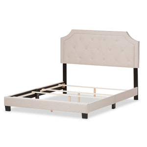 Baxton Studio Willis Modern And Contemporary Light Beige Fabric Upholstered King Size Bed